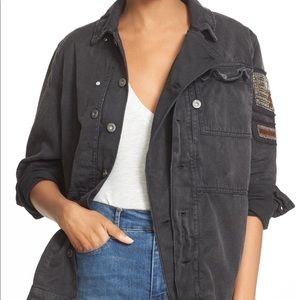 free people embellished military shirt jacket